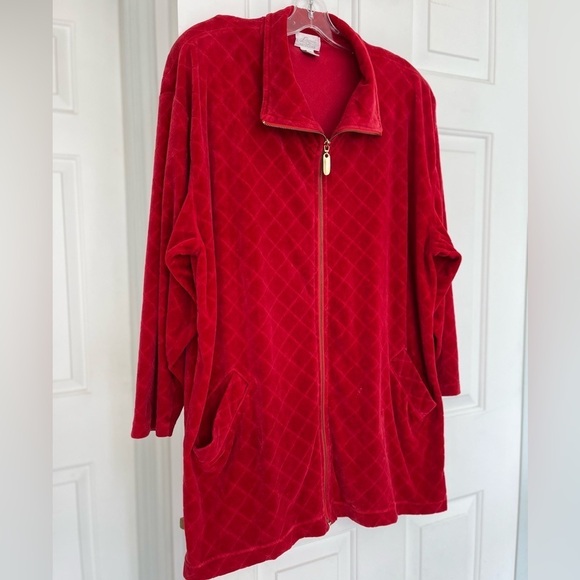 Vintage Quilted Velour Lingerie Nordstrom L Red Gold - Picture 6 of 16